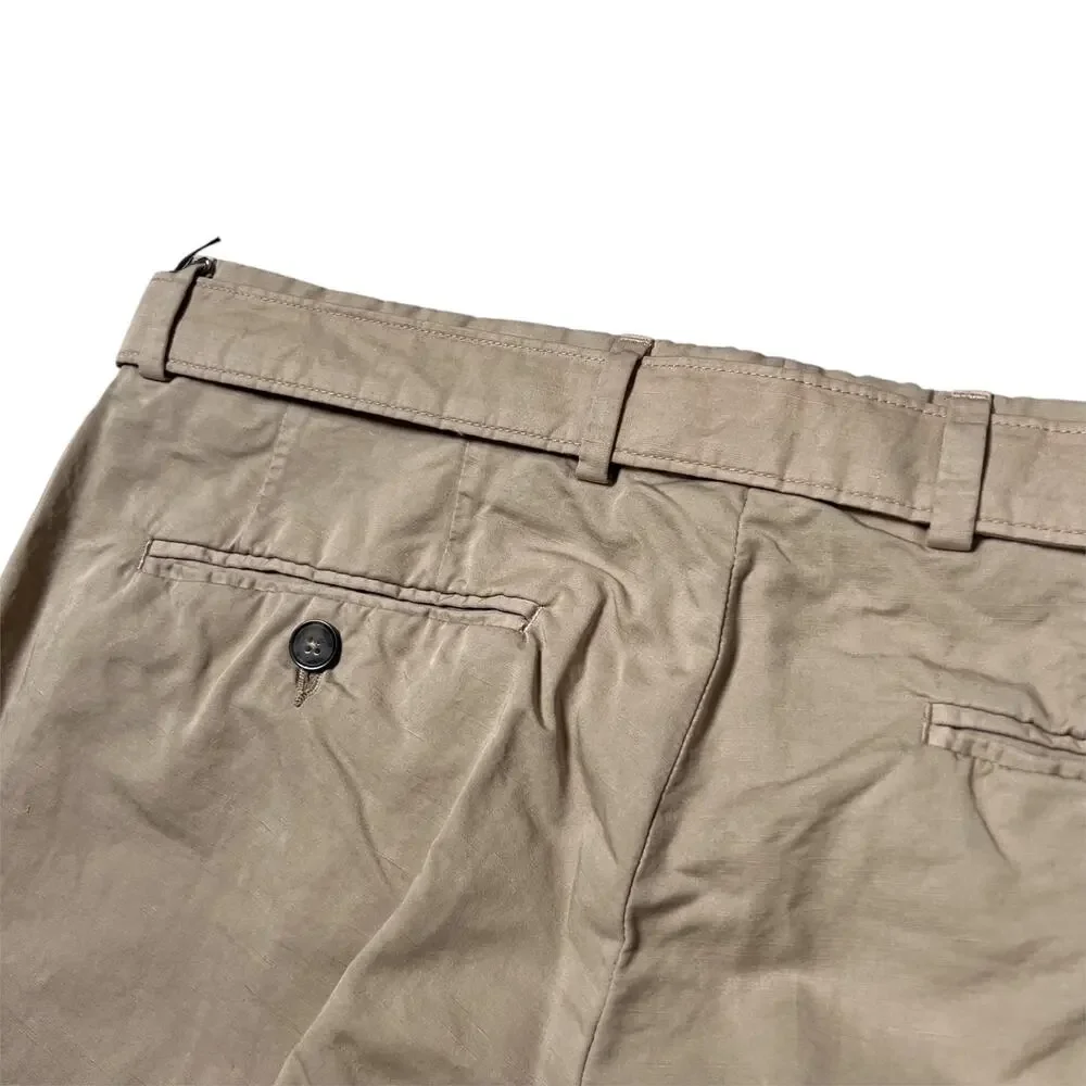 Officine Generale Paul Pant SIZE 50 US 34 Burnt Sand Cotton Linen Unhemmed